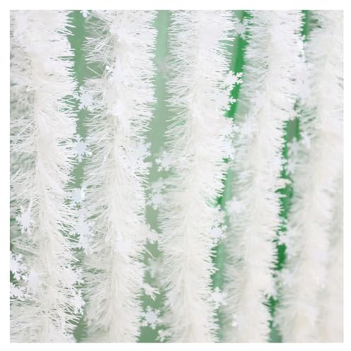 GreatRise 2 guirnaldas de 2 metros de oropel con copos de nieve, color blanco, guirnalda de Navidad, guirnalda de abeto, decoración navideña para árbol de Navidad, corona, marco de puerta, decoración