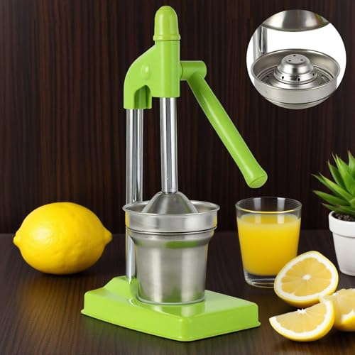 Zitronenorange Pressemaschine, Hand Saftpresse, Obst Entsafter, Edelstahl, Manueller Entsafter, leicht zu Reinigen, Saftpresse Maschine für Haushalt Restaurant Zitrusfrüchte Granatapfel (Grün)
