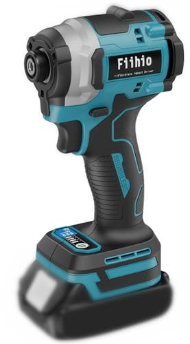 Fiihio Atornillador de impacto inalámbrico compatible con batería Makita de 18 V, destornillador de impacto hexagonal de 1/4 pulgadas de 2800 pulgadas en libras, herramienta compacta de 4 velocidades