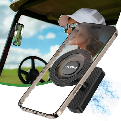 Yianerm Porte-téléphone pour voiturette de Golfs,Support magnétique de téléphone pour Chariot de Golf, Portable Gym Support magnétique pour Smartphones (Noir)