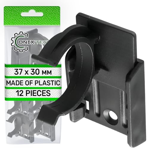12x Ganci per Zoccolo Cucina con Piastra 37x30 mm - Realizzati in Plastica | Ganci per Battiscopa Cucina in Colore Nero - Garanzia di 5 Anni - ONIX TECH