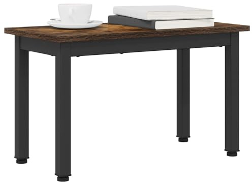 HOMELEN Mesa de centro de cristal ahumado, mesa auxiliar, diseño moderno, mesa de comedor con patas de metal, 60 x 30 x 36 cm, material de madera, mesa de salón para interiores, elegante y funcional