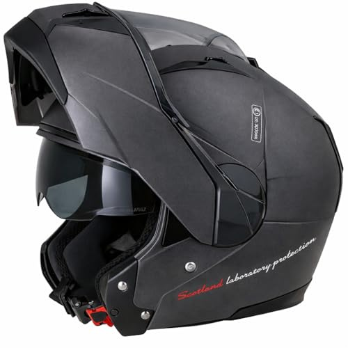 Casco Modulare Moto Scooter Scotland Force 2.1 Titanio Taglia M con visiera interna parasole a scomparsa