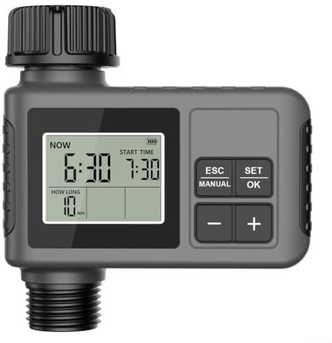 Timer automatico per irrigazione da giardino con ritardo della pioggia, programmatore del sistema di irrigazione per esterni, frequenza regolabile, modalità manuale (14 mm)