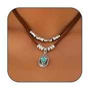 Feng Shui， Boho-Halsketten für Damen, Country-Konzert-Outfits, Nashville-Western-Outfit für Damen, Choker-Halsketten, Lange Lederhalskette, Western-Kleiderschmuck, Country-Cowgirl-Accessoires,