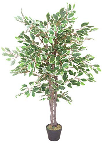 Leaf LEAF-7021 Künstlicher Ficus-Baum, weißer Rand, gedreht, 130 cm