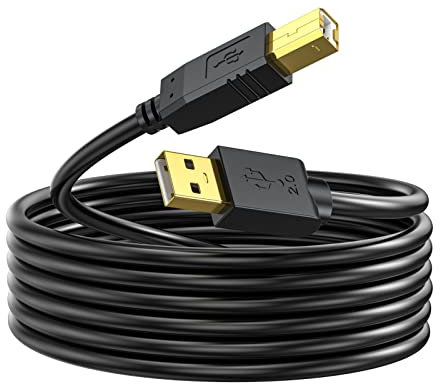 Printer Cable 10 FT - USB A to USB B Printer Cable Compatible with HP, Canon, Brother, Samsung, Dell, Epson, Lexmark, Xerox, and More