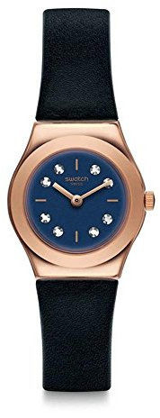 Swatch Unisex Erwachsene Analog Quarz Uhr mit Leder Armband YSG152
