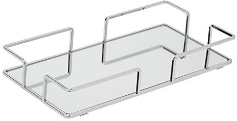 Home Details Mirrored Vanity Tray for Dresser, Perfume, Desk, Cosmetic & Jewelry Organizer, Decorative, Chrome