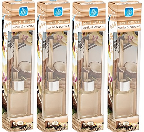 4 Vanilla Bean Scented Reed Diffusers Home Fragrance With Essential Oils 30ml Bottle