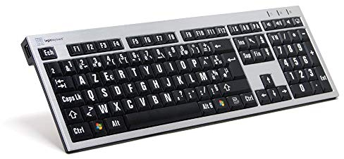 LogicKeyboard LKB-LPRNTWB-AJPU-FR Tastatur, XL-Print Slim Alu On (PC) Silber/Schwarz/Weiß