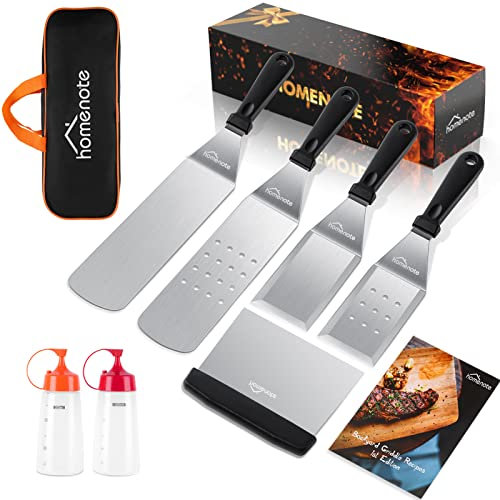 HOMENOTE – Kit de 7 accessoires de plancha, ensemble de spatules longues et courtes, kit de cuisson pour barbecue en plein air, teppanyaki et camping