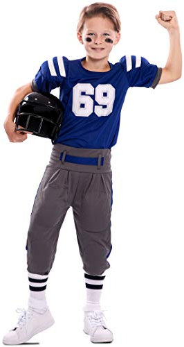 EUROCARNAVALES Costume da giocatore di football blu e grigio per bambino - Multicolore - 7-9 anni (122-138 cm)