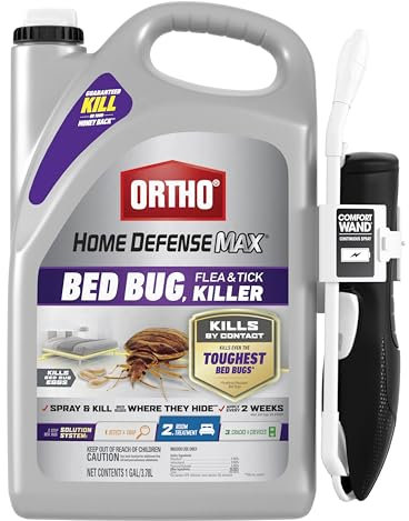 Ortho Home Defense Max Bed Bug, pulci e zecche Killer – con bacchetta comfort pronta all'uso, uccide cimici e uova di cimici, spray per cimici da letto uccide anche pulci e zecche, 1 gal.