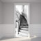3D Türtapete Selbstklebend Türposter Schwarz-Weiße Treppe Vinyl Entfernbar Zimmertür Aufkleber Tapete Wandbilder Wohnzimmer Schlafzimmer Haus Dekoration 77X200Cm
