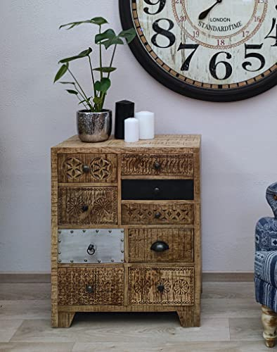 DARO DEKO Mango-Holz Möbel Kommode Standard 9 Schubladen
