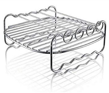 Air Fryer Rack-_HD9904/00 Doppellagiger Regal Spieß RackAir Friteuse Grill mit Spießen Zubehör Mehrzweck-Edelstahl Airfryer Grillrost (17.8cm)