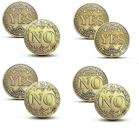 Niemals verlieren! NLR FUN (4 Stücke) Ja Keine Münzen Flipping Herausforderung Münze, Souvenir Gedenkmünzen Sammlung, Doppel-Ja/Doppel-Nein/Normal JA oder Nein