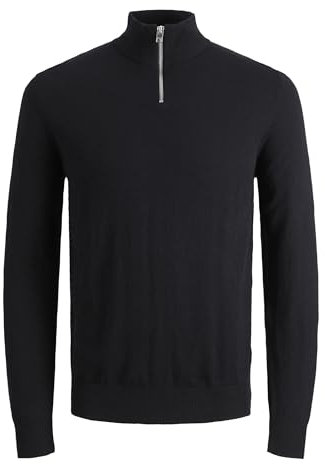 JACK & JONES Male Strickjacke mit Viertelreißverschluss Einfarbig Strickjacke mit Viertelreißverschluss