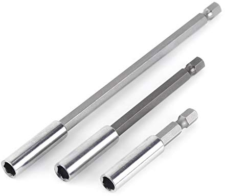 Tyenaza 3 Piezas Portapuntas de Taladro EléCtrico, Soporte de Broca para Destornillador, Taladro eléctrico Destornillador Barra de Extensión Soporte de Broca Magnética, 1/4 Pulgadas, 60/100/150 mm
