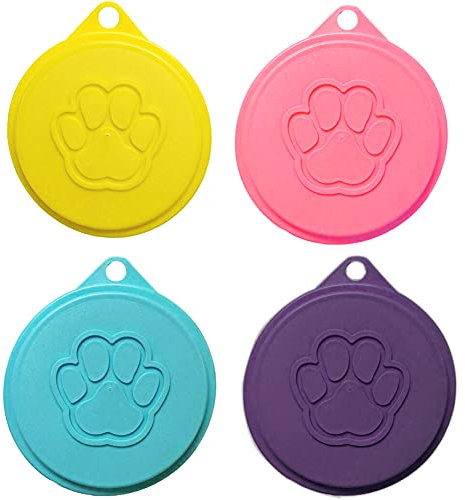 Cretty-Meet 4pcs Pet Food Can Plastic Lids Caps for Tins Universal Dog Cat Puppy Can Covers