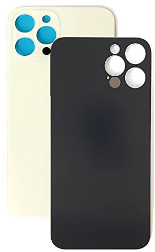 SGV Coque arrière en verre pour iPhone 12 Pro Max avec trou de caméra agrandi et logo OEM (sans adhésif) Blanc