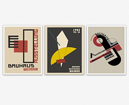 WallBUddy Abstract Bauhaus Posters 3 Rare German Prints German Art School (70cm x 100cm)