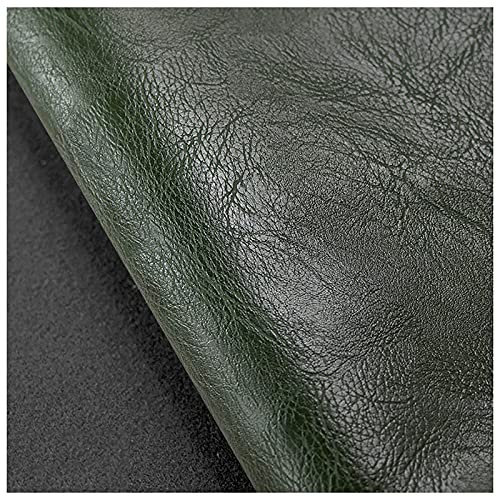NIANTONG Vintage Textur Kunstleder Polsterstoff Meterware 138x100cm Weicher PU Kunstleder Möbelstoff Lederimitat Bezugsstoff für Autositze, Möbel Sofa Stuhl, Basteln(Color:dunkelgrün)
