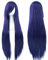 IMISSU 80 cm langes glattes Naturhaar Cosplay Perücken mit Pony Bunt Halloween Kostüm Party Perücke Haarverlängerungen (Dunkelblau)