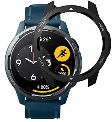 Brifu Estuche Compatible con Xiaomi Watch S1 Active PC Cover, protección Completa Ultrafina para Xiaomi Watch S1 Active Protector Cover-Concha Negra con Letras Blancas