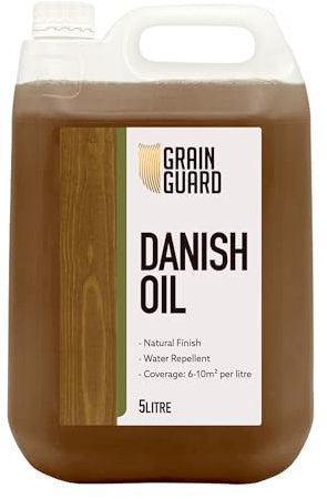 GRAIN GUARD Danish Oil | 5 Litre | Enhances Natural Beauty of Wooden Surfaces | Seals & Protects with Satin Finish | Water Repellent | Use On Oak, Pine & More