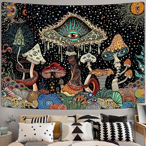 Yeoiat Pilz-Wandteppich, Hippie-Wandteppich für Schlafzimmer, niedlicher Wandteppich, ästhetischer Wandteppich, zum Aufhängen für Schlafzimmer, Schlafsaal, Wohnzimmer (Pilz, 152,4 x 203,2 cm)