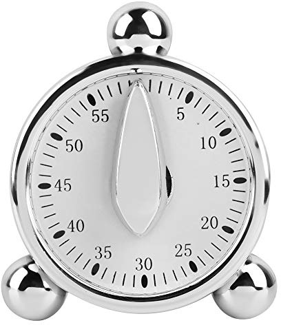 60-Minuten-Küchentimer, Mechanischer Timer Zum Kochen, Backen, Visuelle Countdown-Erinnerungen, Wecker, Edelstahl-Timer für Schul-Lernprojekte und Küche