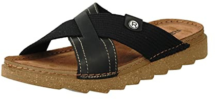 Rohde Herren, Männer, Klassische Sandalen, Sandalen,Pantoletten,Sommerschuhe,Hausschuhe,Leder-fußbett,SCHWARZ,46 EU / 11 UK