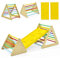 COSTWAY 3 in 1 Set da Arrampicata per Bambini, con 2 Scale Triangolari e 1 Rampa, Struttura in Legno, Scala Giochi Arrampicata per Bambini 3 Anni + (Colorato)