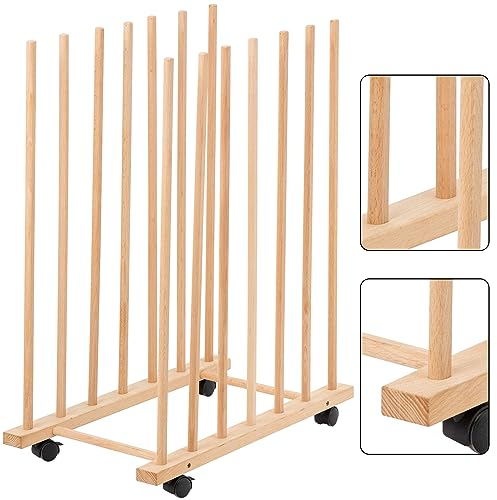 Großes Kunstregal mit vier Lenkrollen – Holz-Leinwand-Aufbewahrungsständer bietet Platz für bis zu 152,4 cm große Zeichenbretter, Drucke, Tafeln, Gemälde und Kunstwerke
