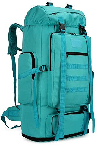 KXBUNQD 100 l Wanderrucksack Camping Taktischer Groß Survival Jagd Wasserdicht Molle Rucksack Rucksackreisen Tagesrucksack, Blau