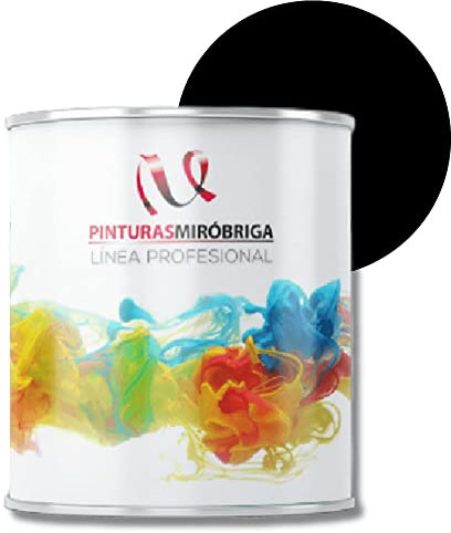 Pinturas Mirobriga Esmalte Antioxidante Negro Satinado, Secado Rapido, Directo sobre metal y madera, proteccion de superficies de hierro y madera. Envase de 750ml.