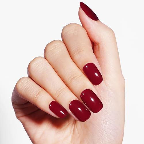 DANNI & TONI 28 Stickers Semi Cured Gel Nail Polish Strips Gel Nail Stickers Solid Colour(Maroon),Pale Godenrod Salon-Quality Gel Nail Polish Strips Manicure Stickers Set