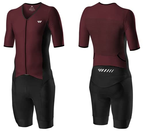 Lo.gas Herren Pro Trisuit Kurzarm Triathlonanzug für Rennen und Triathlon-Wettkämpfe -Triathlon-Anzug für Herren Rot Medium