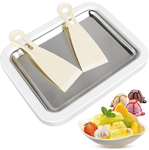 Eiscreme Roller Maker Pan mit 2 Spateln, schnelle Produktion DIY Handcraft Edelstahl Eiscreme Maker für hausgemachte gerollte Eiscreme, gefrorener Joghurt, Gelato