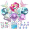 Meerjungfrau Geburtstag Deko set, Kindergeburtstag Luftballon Mädchen, Meerjungfrauen Thema Party Set mit Folienballon, Happy Birthday Girlande, Cake Topper und Tattoos