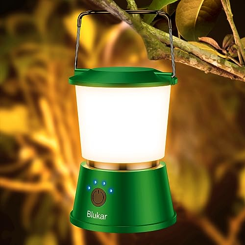 Blukar LED Campinglampe Tragbar, 2000 Lumen Superhell Camping Laterne Aufladbar Zeltlampe mit Haken, Stufenlos Dimmbar & 5 Leuchtmodi, 8+ Std. Dauer, Notfallleuchte für Camp, Stromausfall-Grün