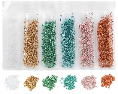 Alnicov 12 Colores Irregulares de Cristal metálico Chips de Vidrio Roto espolvoreadores de Copos Gruesos Lentejuelas para Bricolaje florero Relleno Resina epoxi Molde joyería decoración - Mixcolors