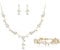 EVER FAITH Hochzeit Schmuck Set für Braut Brautjungfer, weiß vergoldet Teardrop Cubic Zirkonia Blatt Rebe Prom Halskette baumeln Ohrringe Armband für Damen