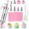 Mlijzard Piping Gun Piping Syringes 14Oz Stainless Steel Icing Piping Kit, Icing Gun Cupcake Decorating Tool Cake Piping Kit with 6 Piping Nozzles 3 Cake Scrapers, Substitute for Piping Bags Nozzles