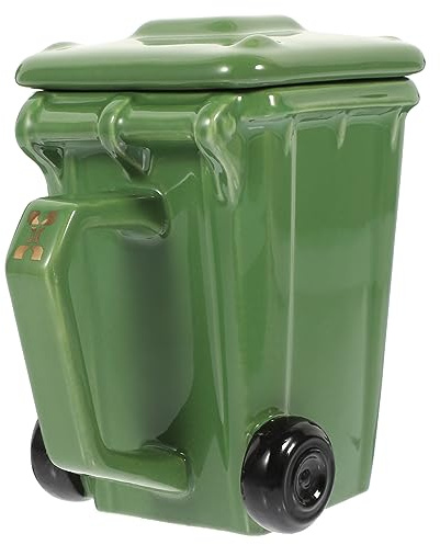 MAGICLULU Green 3D Wheelie Bin Coffee Mug 400ml Smooth Edges Glazed Ceramic Cup for Office and Outdoor Use (11.5x9.5x5.5cm)