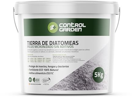 GROWMANIA.ES CONTROL GARDEN Terra di Diatomee Micronizzata Senza Additivi 5KG | Fertilizzante 100% Ecologico Non Calcinato | Additivo Alimentare E-551C per Animali | Made in Italy