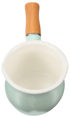 KICHOUSE Petite Casserole Émaillée 10 Cm Verte Multifonction Compatible Cuisinières Induction Électrique Et Vitrocéramique Légère Poignée Longue Pour Chauffer Lait Beurre Et Aliments Bébé