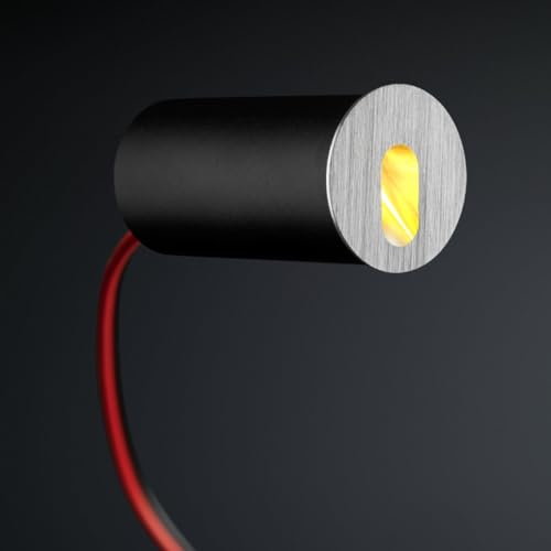 Hamulight LED Treppenbeleuchtung Jaca Alu | Treppenstufenbeleuchtung - Treppenleuchten - Stufenbeleuchtung - Treppe Beleuchtung - Treppenlicht | 1W - Modern - Innen - Rund - 230V - IP20 - Warmweiß